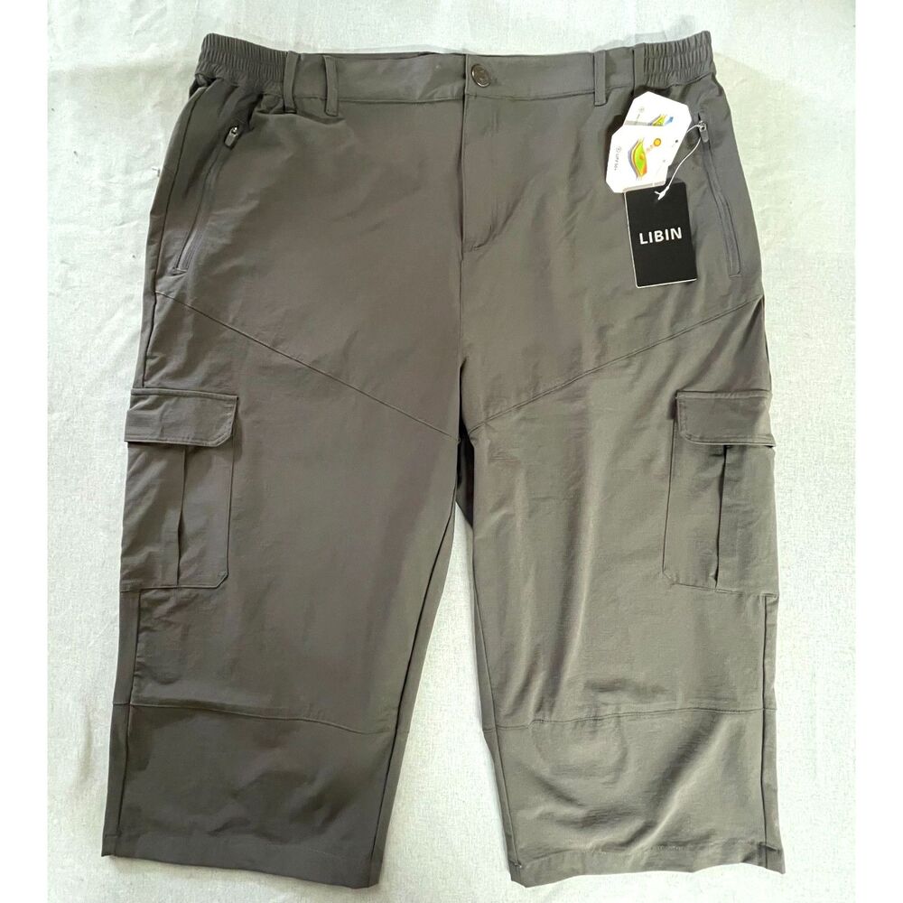LIBIN Men XXL Gray Cargo Hiking Shorts UPF 50 Water Resistant NWT